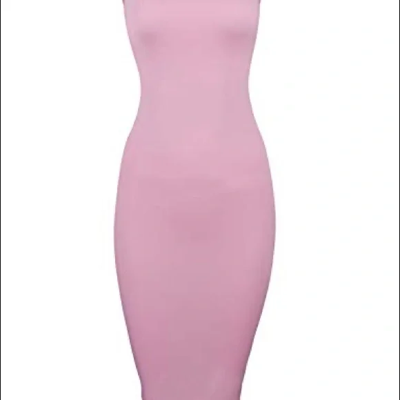 Casual Pink Midi Dress - Slim Fit - Picture 2 of 5